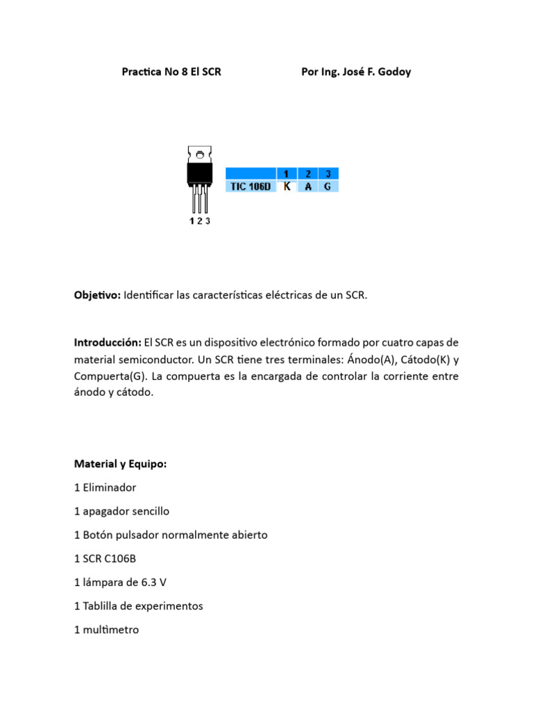Practica No 8 El SCR | PDF