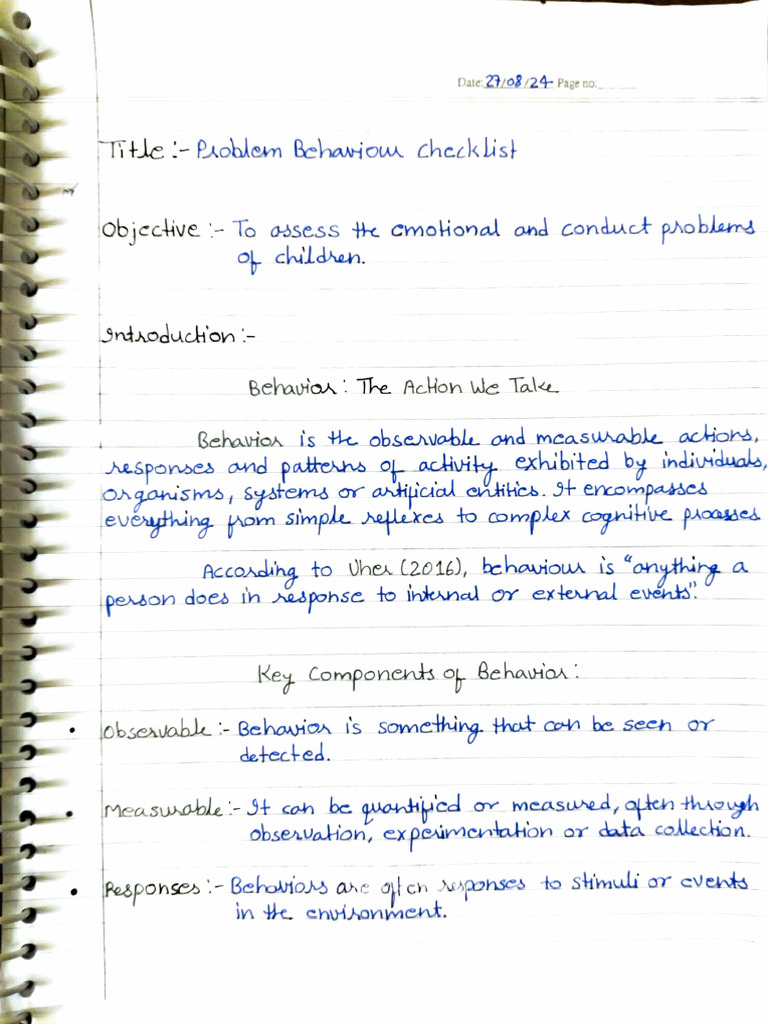 Problem Behavior Checklist Overview | PDF | Attachment Theory ...