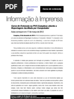 Curso de Extensão na PUC-Campinas aborda a Reportagem Auxiliada por Computador