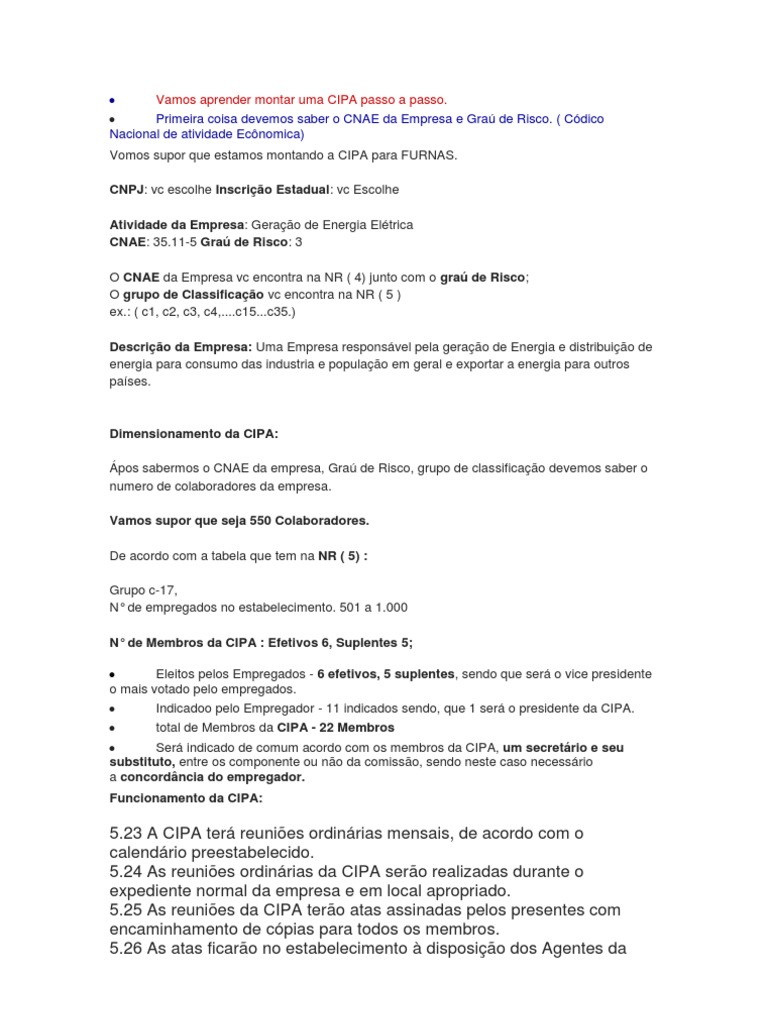 Vamos Aprender Montar Uma CIPA Passo A Passo | PDF | Eleições | Business