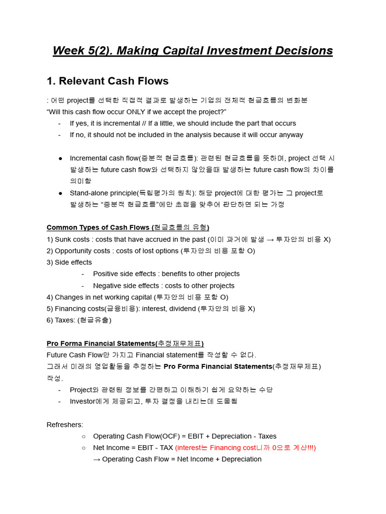 5-2. Making Capital Investment Decisions | PDF