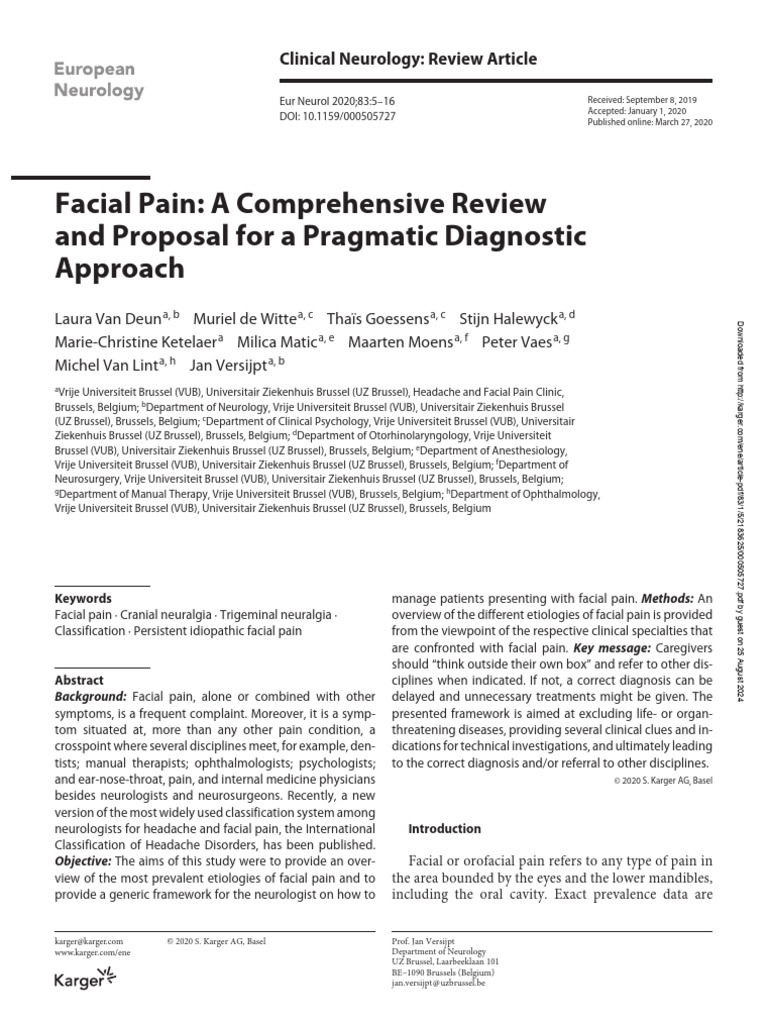 Facial Pain Approach 2020 | PDF