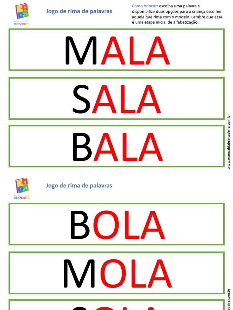 Atividade Escolar de Rimmas | PDF