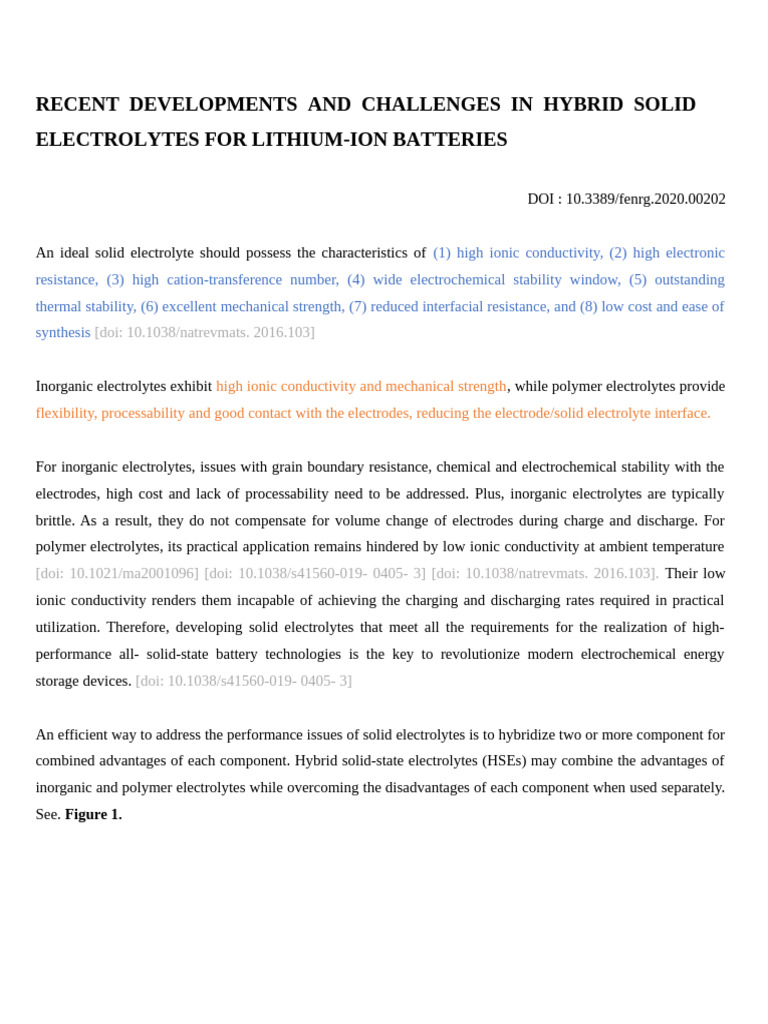 Recent Developments and Challenges !N Hybrid Solid Electrolytes For ...