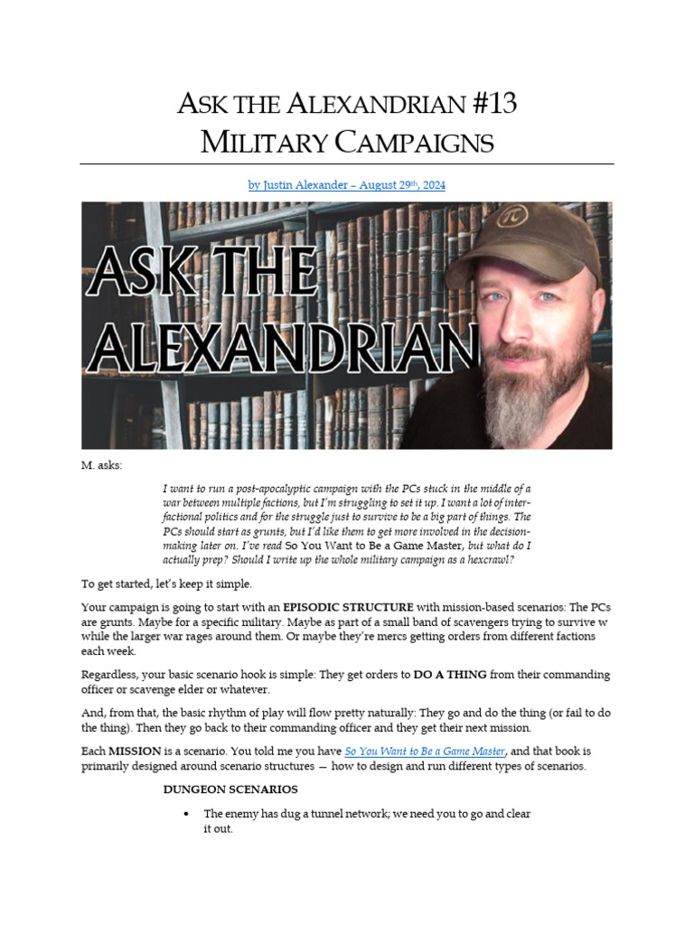 Ask The Alexandrian - Military Campaigns | PDF