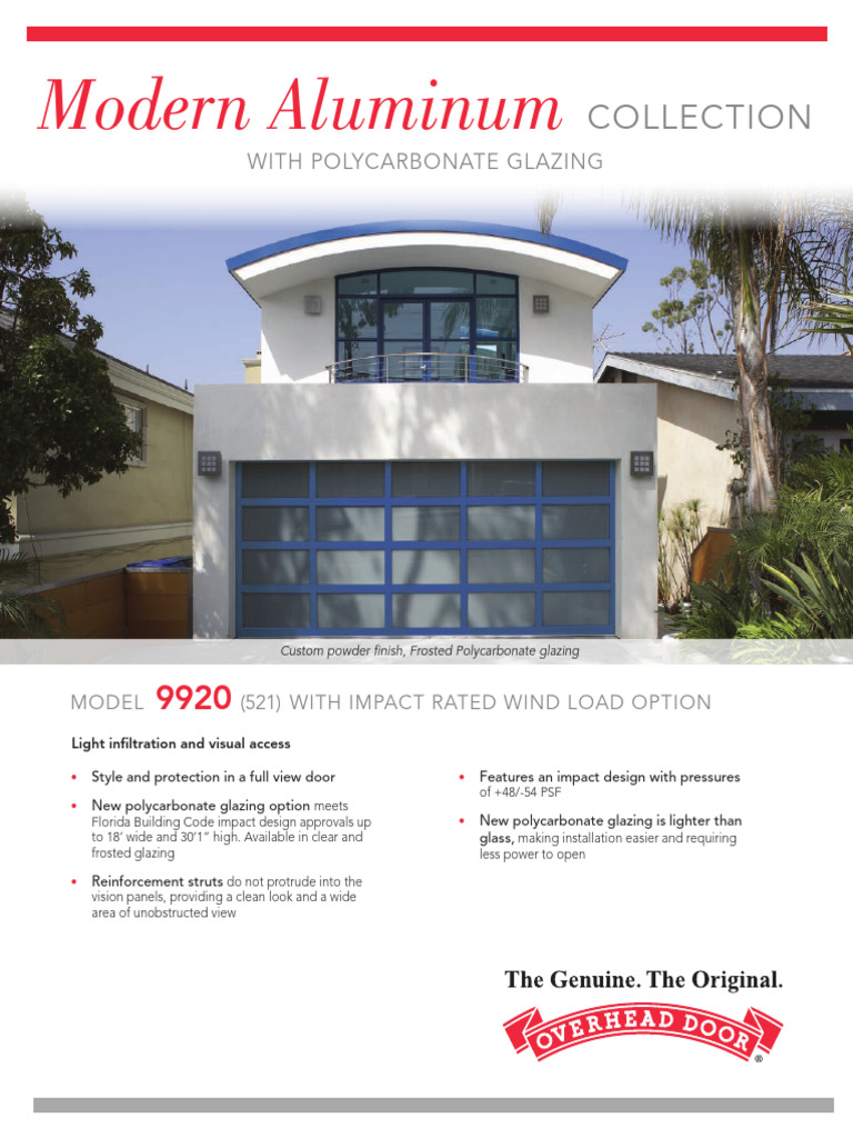 Aluminum Garage Door Impact Rated Brochure | PDF | Door | Wind Speed