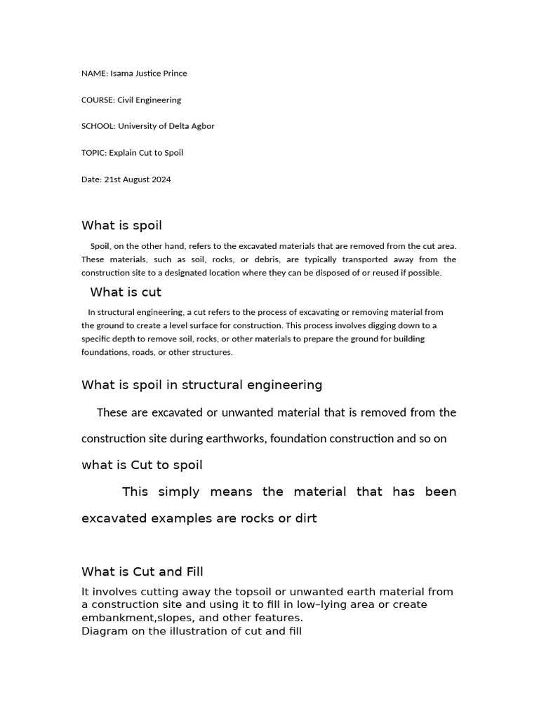 Understanding Cut to Spoil in Construction | PDF