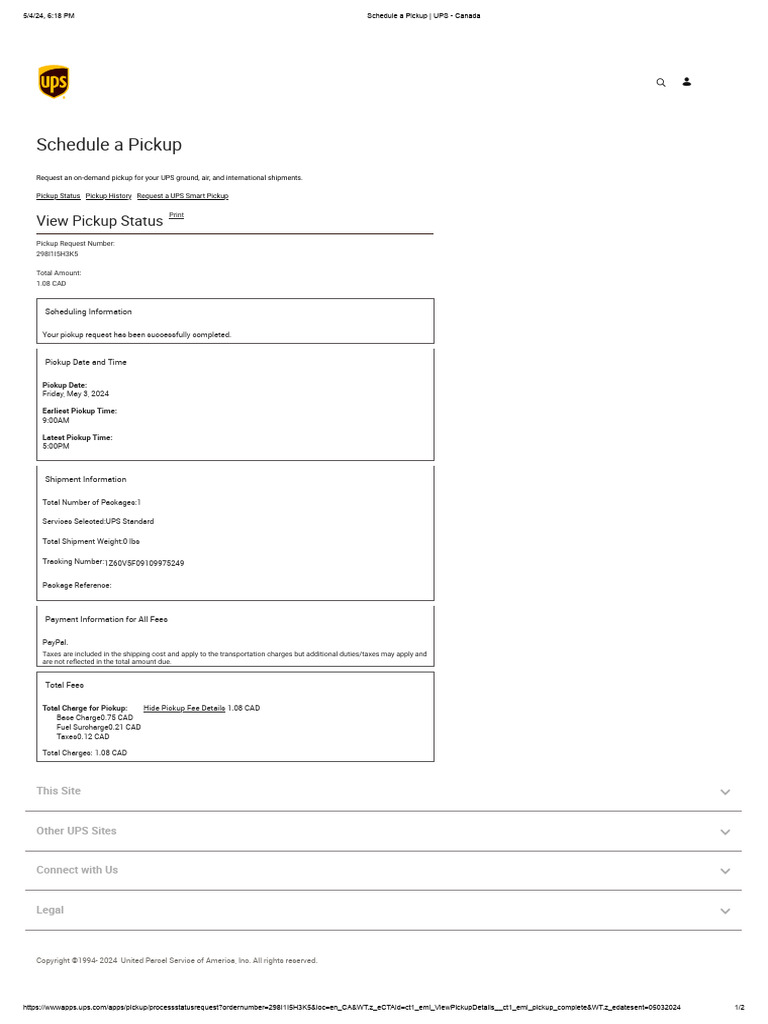 Ups Pickup | PDF