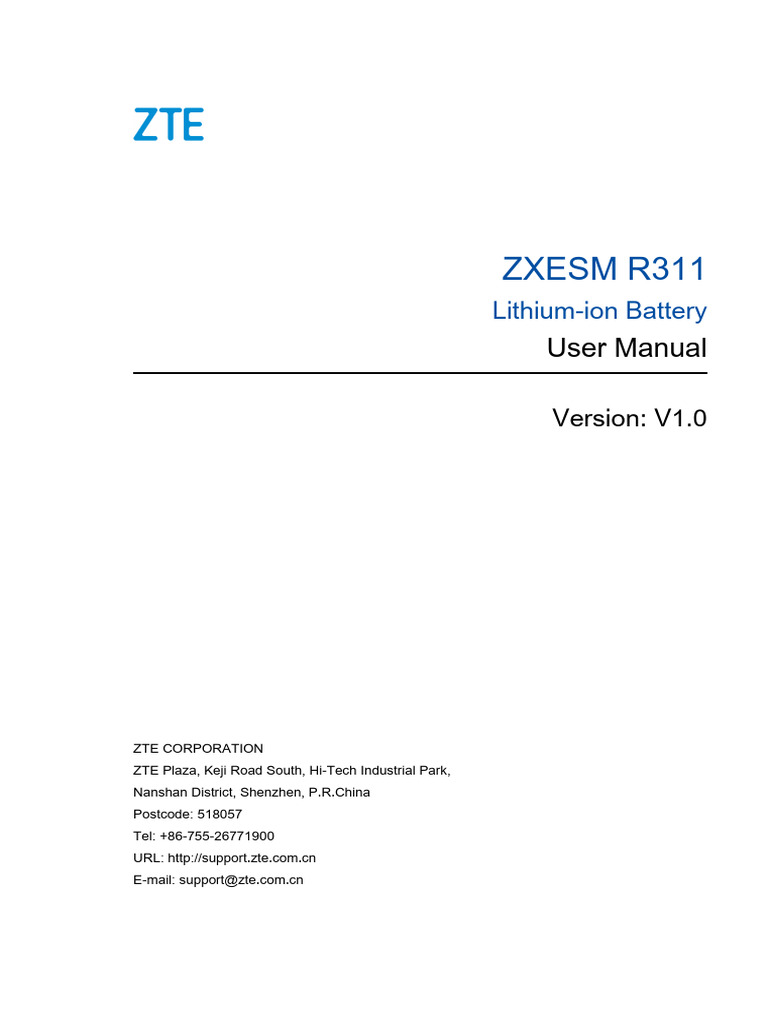 SJ-20230222194447-001-ZXESM R311 (V1.0) Lithium-Ion Battery