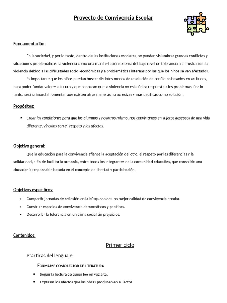 Proyecto de Convivencia Escolar 2023 | PDF | Tolerancia | Crecimiento ...