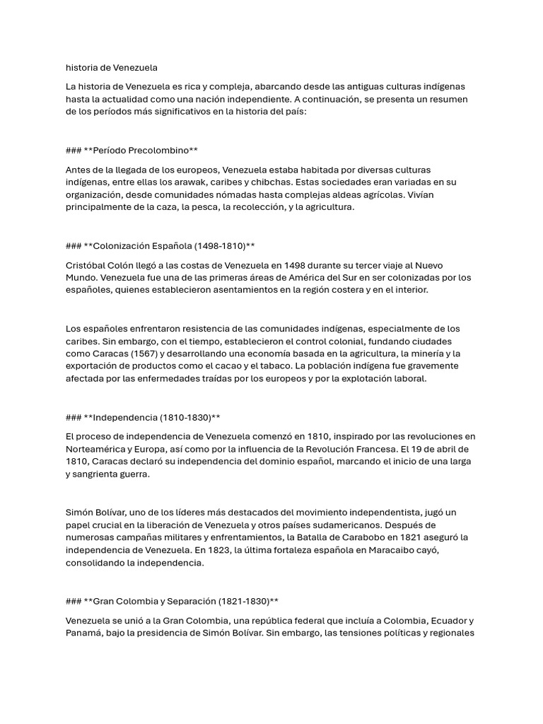 Historia de Venezuela | PDF