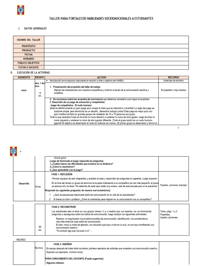 Sesiones para El Buen Inicio de Clase 2024 | PDF