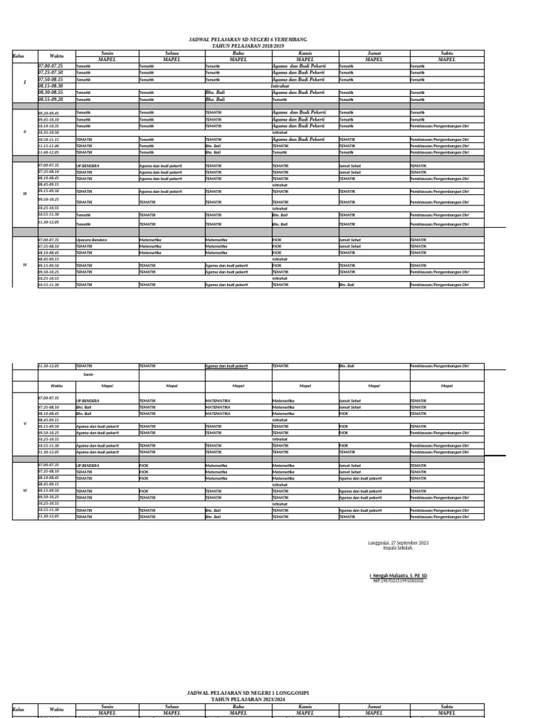 Roster Pelajaran | PDF