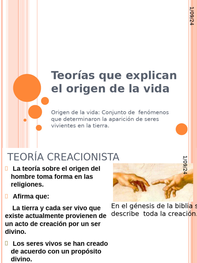 Teorias Del Origen de La Vida - Cuarto 2 | PDF