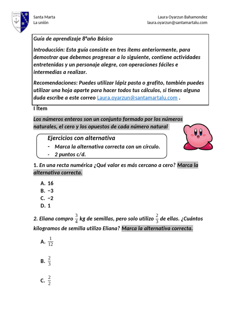 Guía de Aprendizaje 8vo | PDF