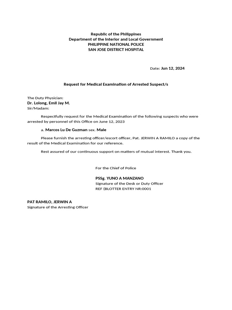 Medical Cert Suspect | PDF