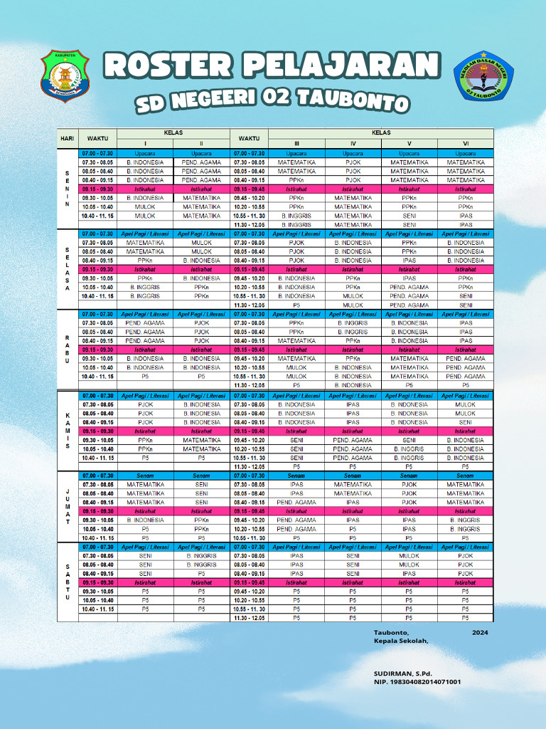 Roster Pelajaran | PDF