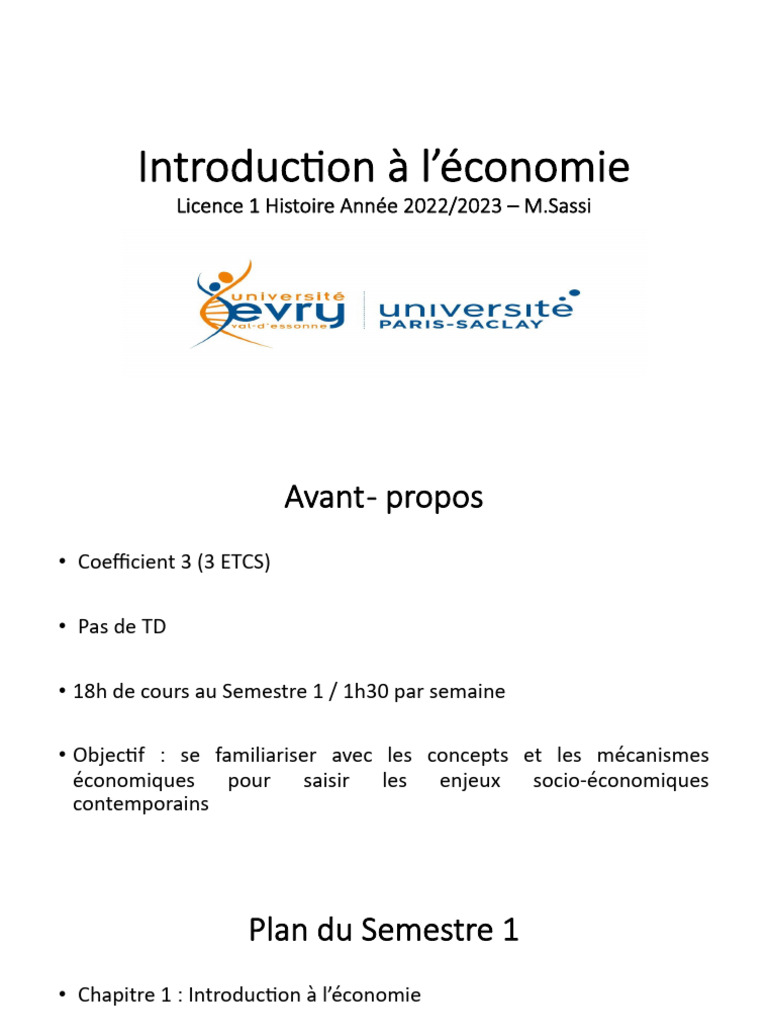 Licence 1 Diapo Introduction | PDF