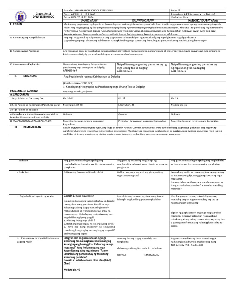 AP 8 Week 4 | PDF