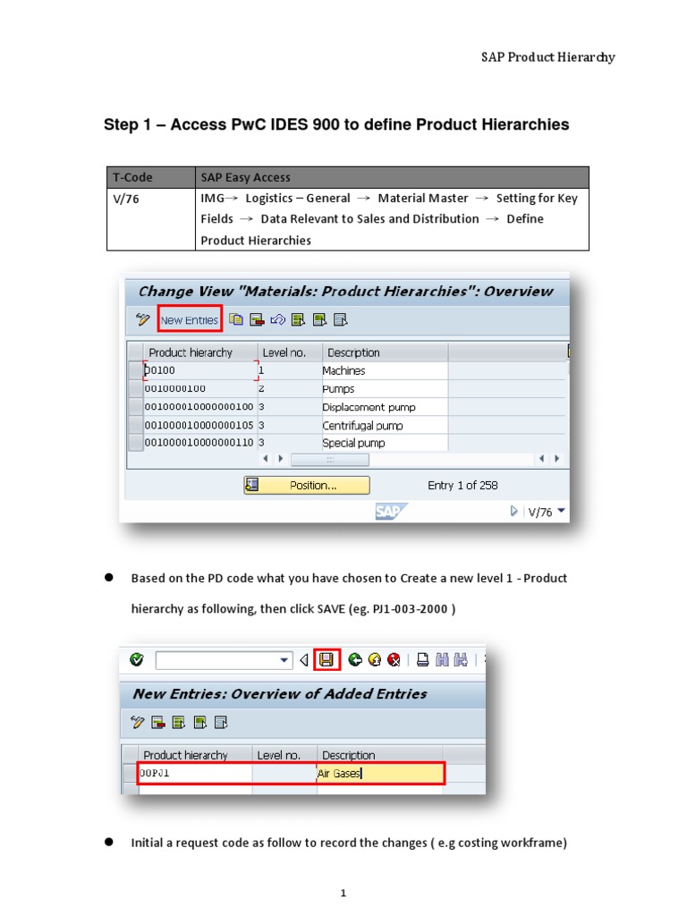 Configuring SAP Product Hierarchies | PDF