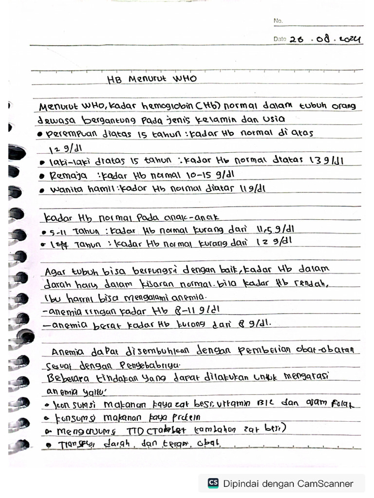 Hb Menurut Who Veronica Pdf