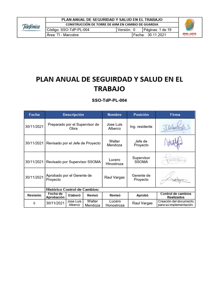 01 Plan Anual de Seguridad y Salud en El Trabajo | PDF | Seguridad y ...