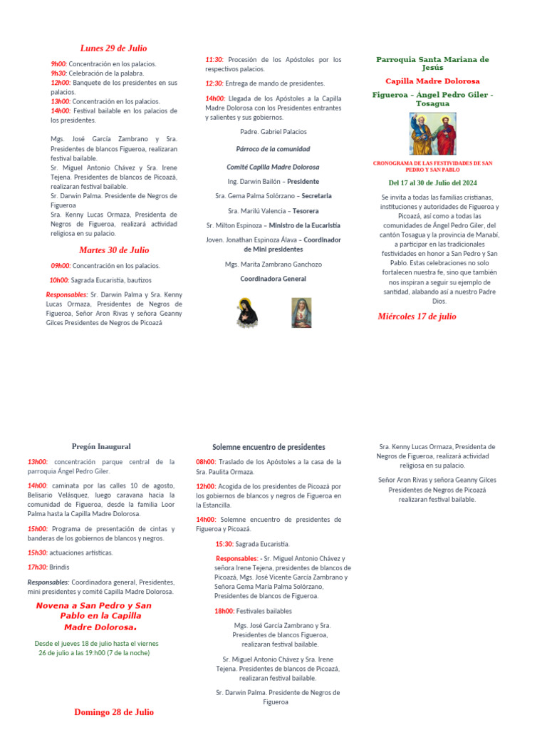Programa San Pedro y San Pablo Actual | PDF