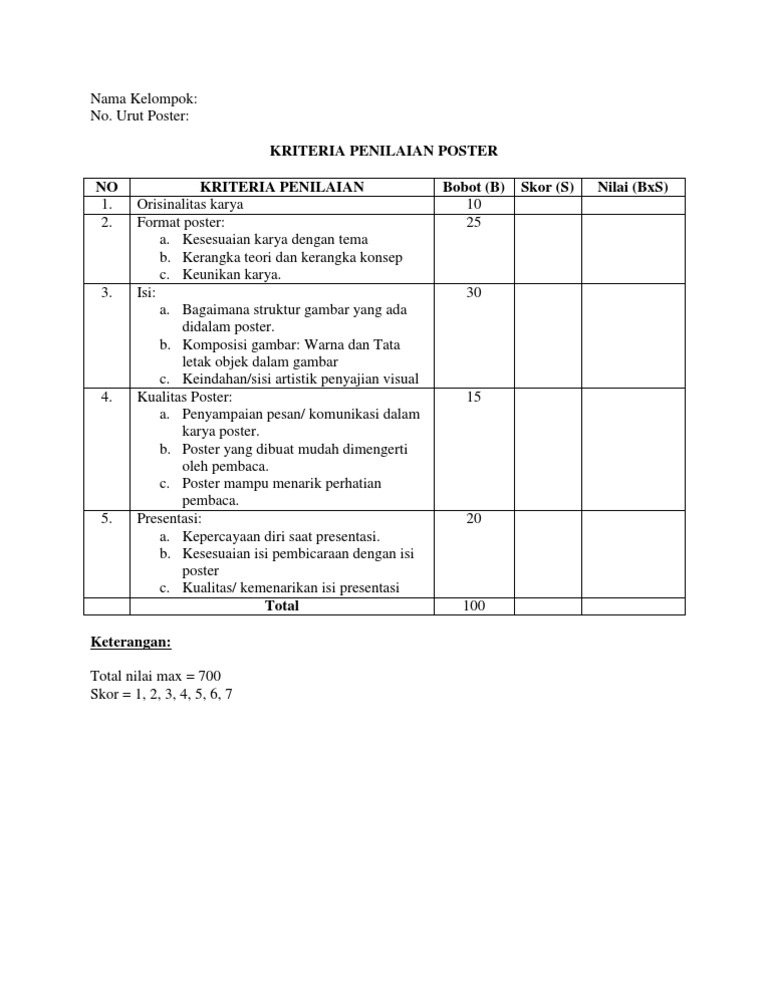 Format Penilaian Poster Pdf Guru Paud