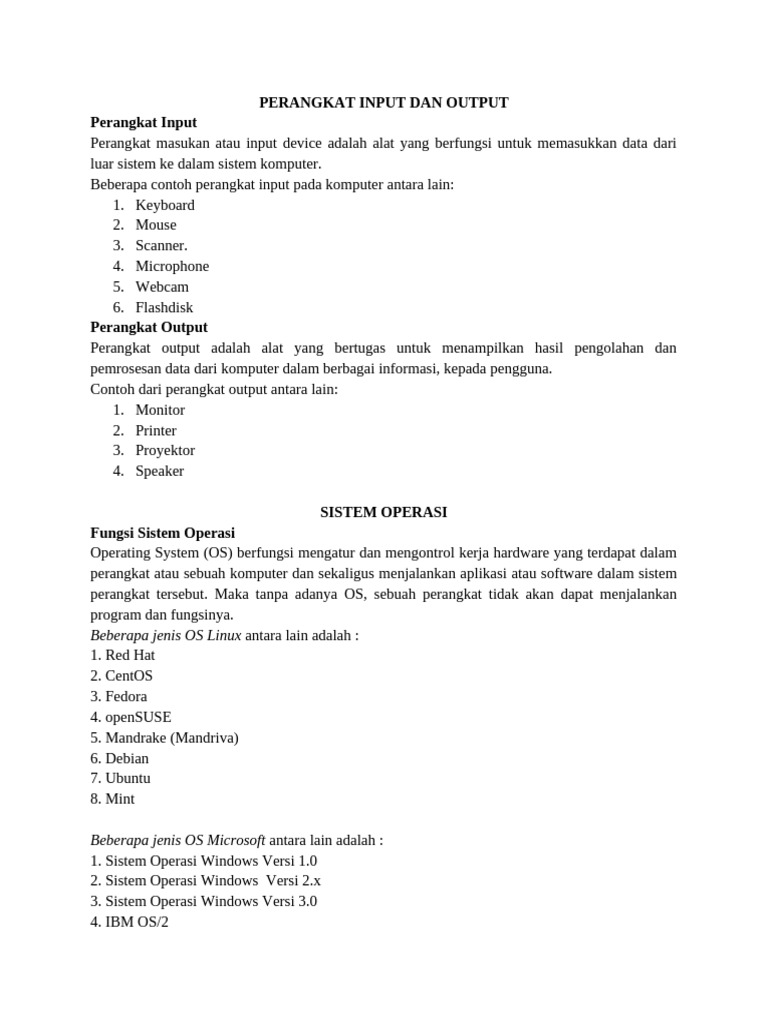 Perangkat Input Dan Output | PDF