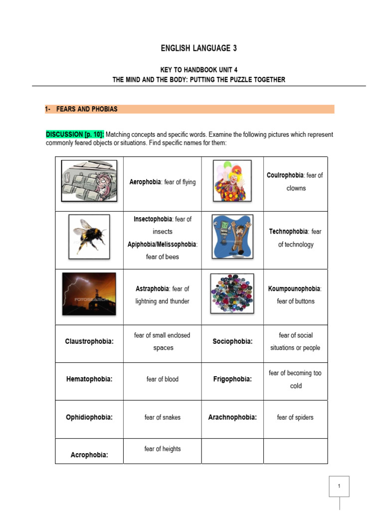 D-2021 Key Unit 4 Mind Body Putting Puzzle Together | PDF ...