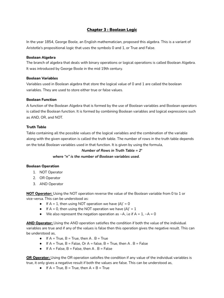 Grade 11 Chap 3 - Boolean Logic | PDF | Logic Gate | Teaching Methods ...