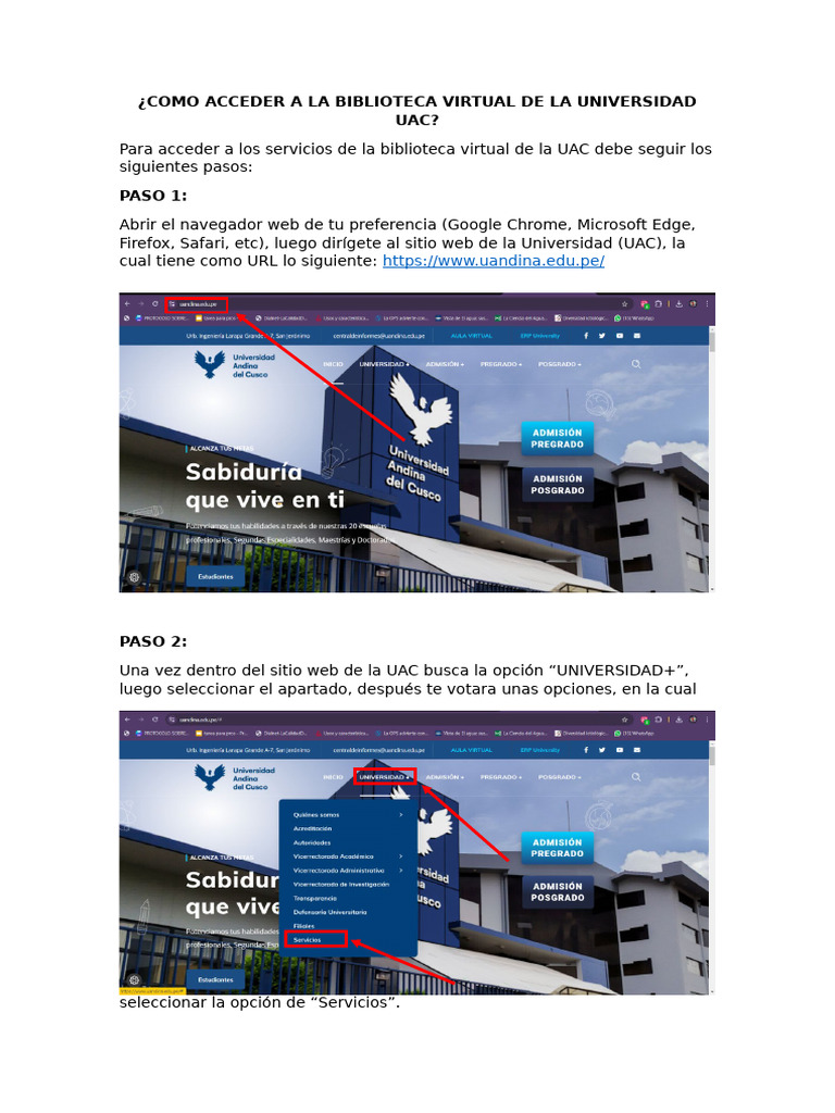 Como Acceder A La Biblioteca Virtual de La Universidad Uac | PDF