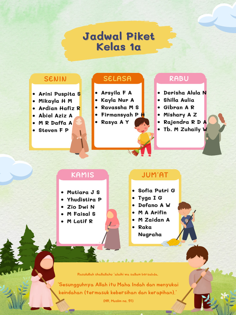 Hijau Dan Kuning Ilustrasi Ceria Jadwal Pelajaran Dokumen A4 | PDF