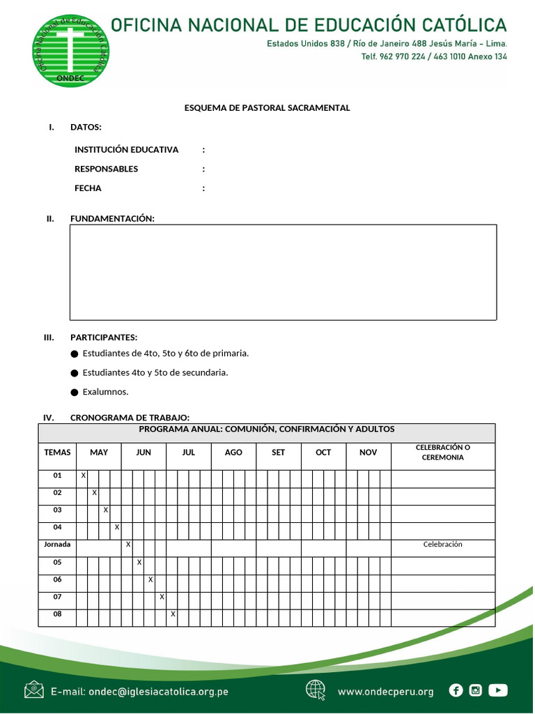 Esquema Plan de Pastoral Sacramental | PDF
