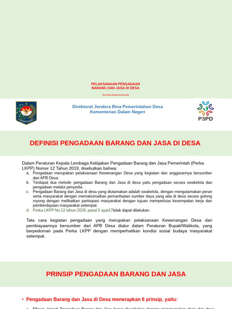 Spb.5.3 Pelaksanaan Pengadaan Barang Dan Jasa Di Desa | PDF