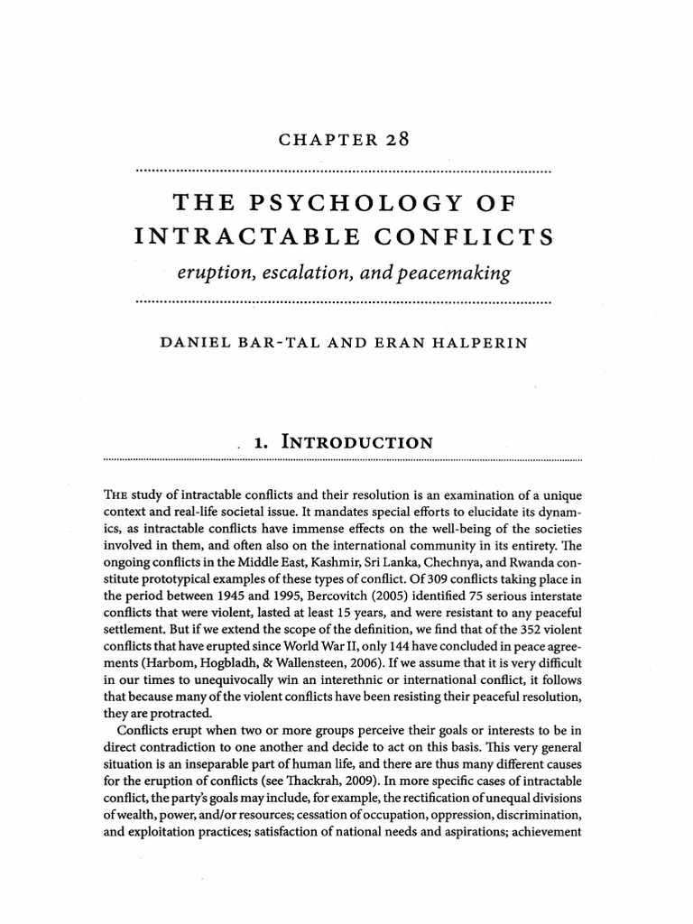 The Psychology of Intractable Conflict | PDF | Social Psychology | Politics