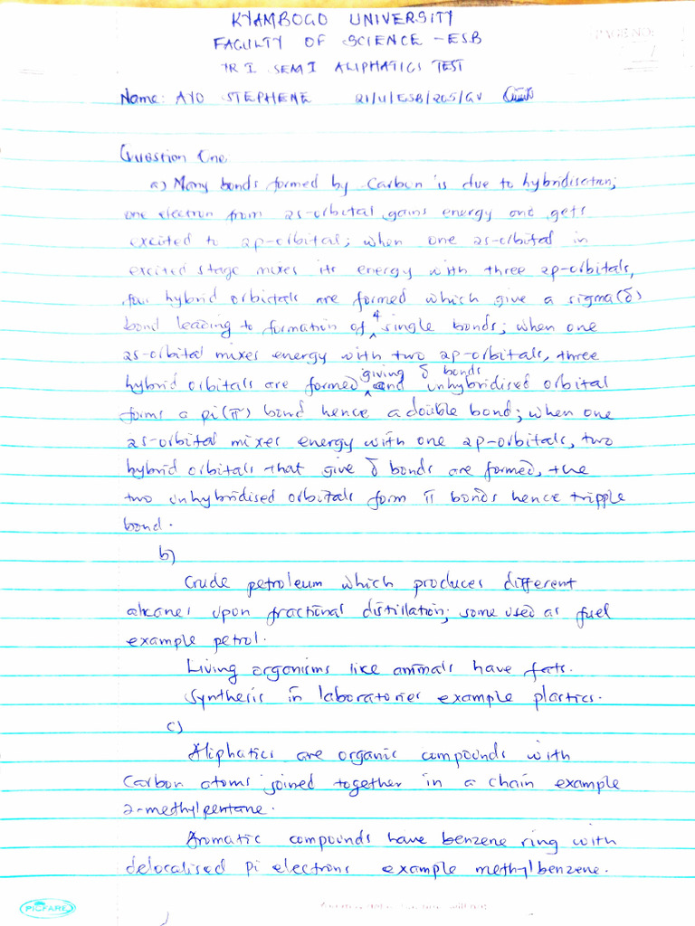 Aliphatics (Carbon) Test - Ayo S - 084718 | PDF