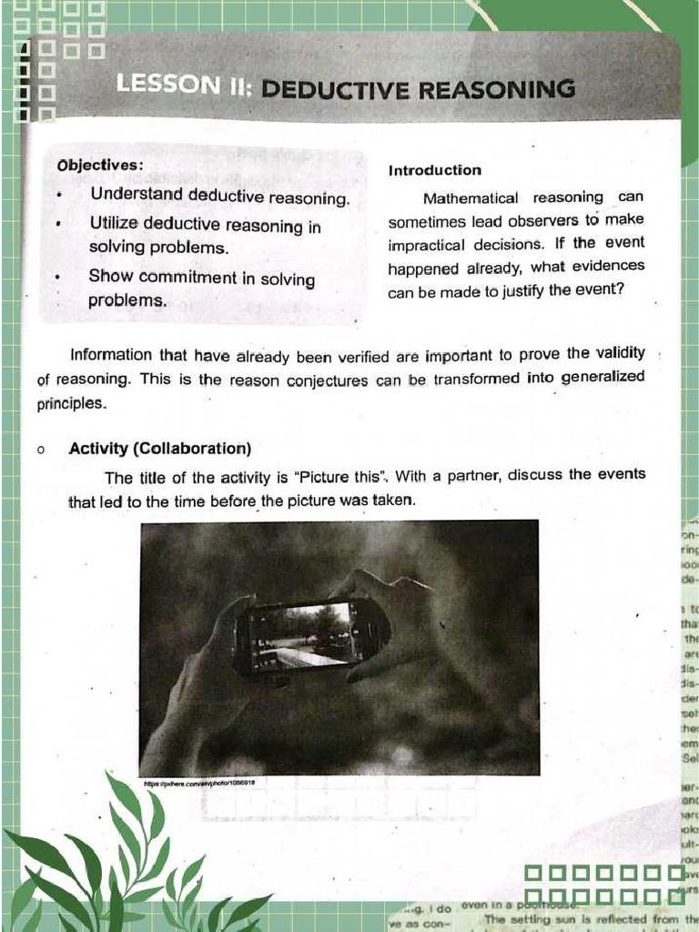 CHAPTER 3 - LESSON 2 (Deductive Reasoning) | PDF