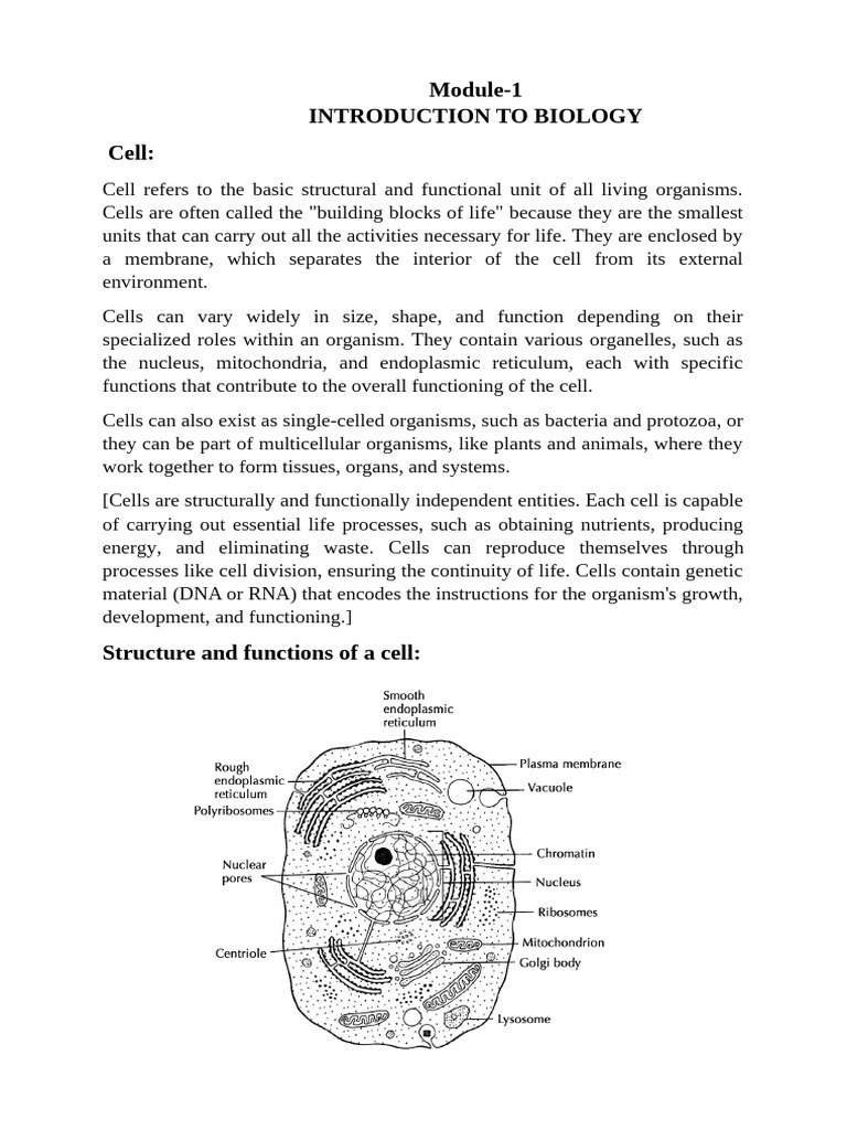 Mod.1 Introduction To Biology | PDF