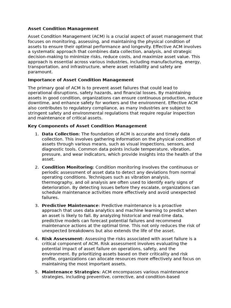 Asset Condition Management | PDF