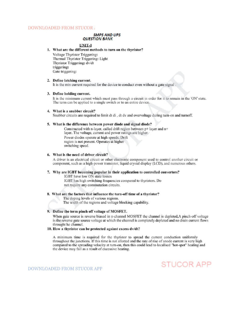 Smps and Ups Question Bank | PDF