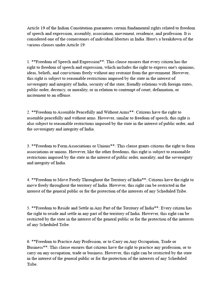 Article 19 summarised notes pdf