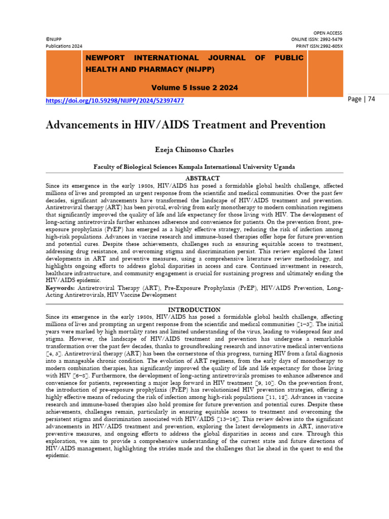 Advancements in HIV/AIDS Treatment and Prevention | PDF | Management Of ...