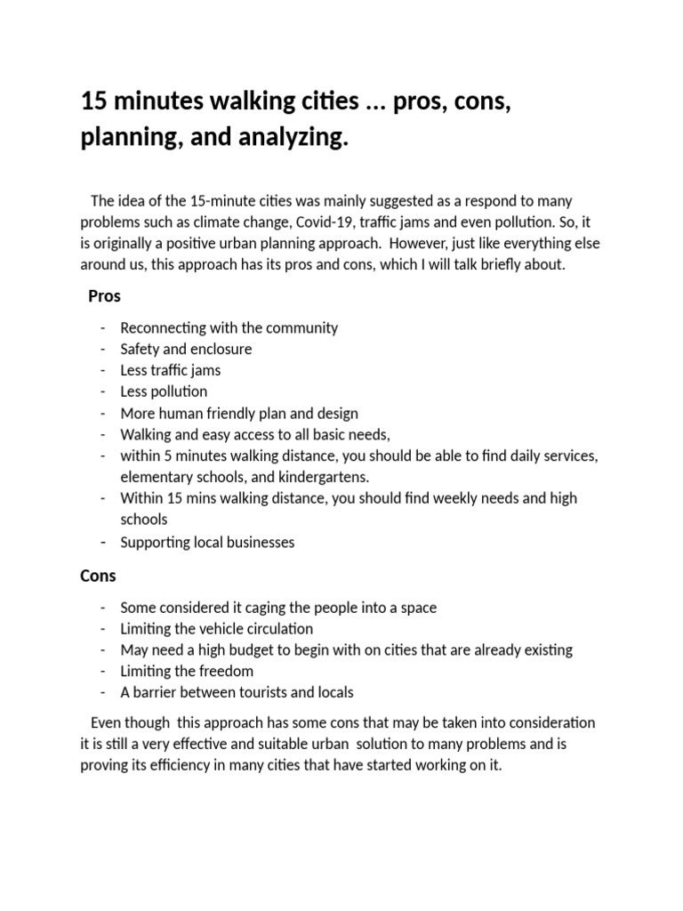 15 Minutes Walking Cities Pdf