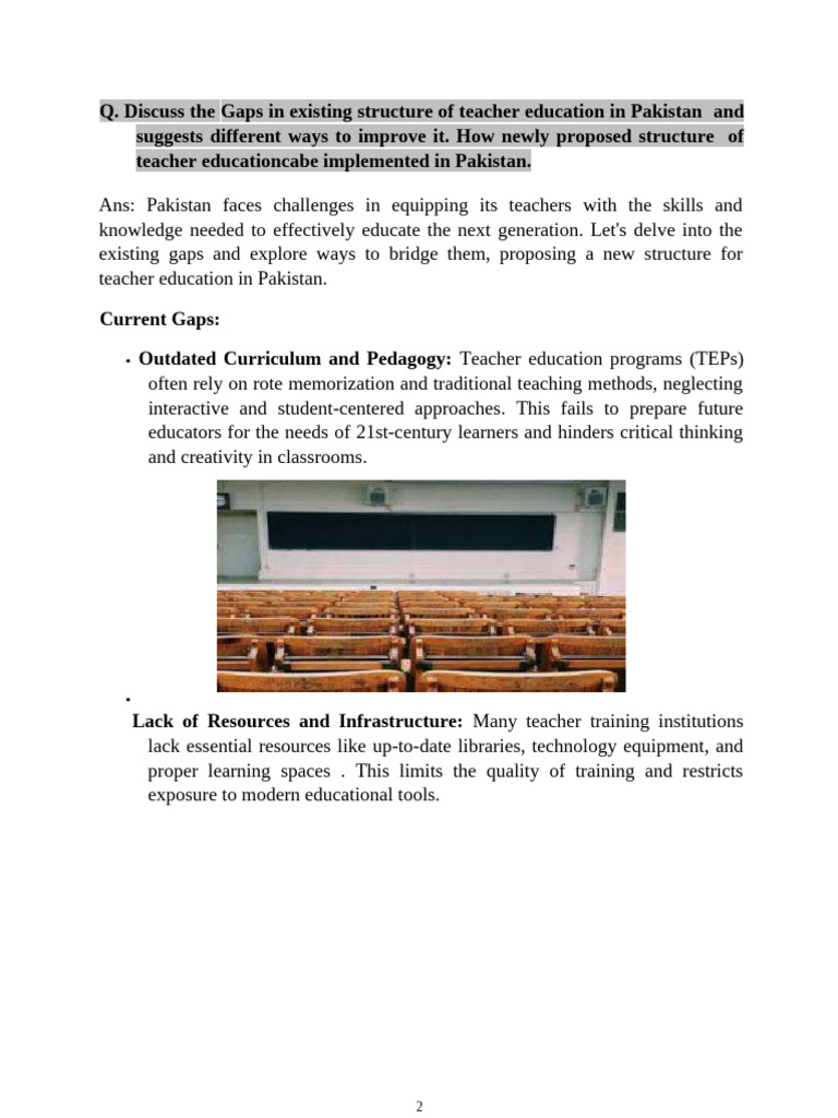 Improving Teacher Education in Pakistan | PDF | Teachers | Art