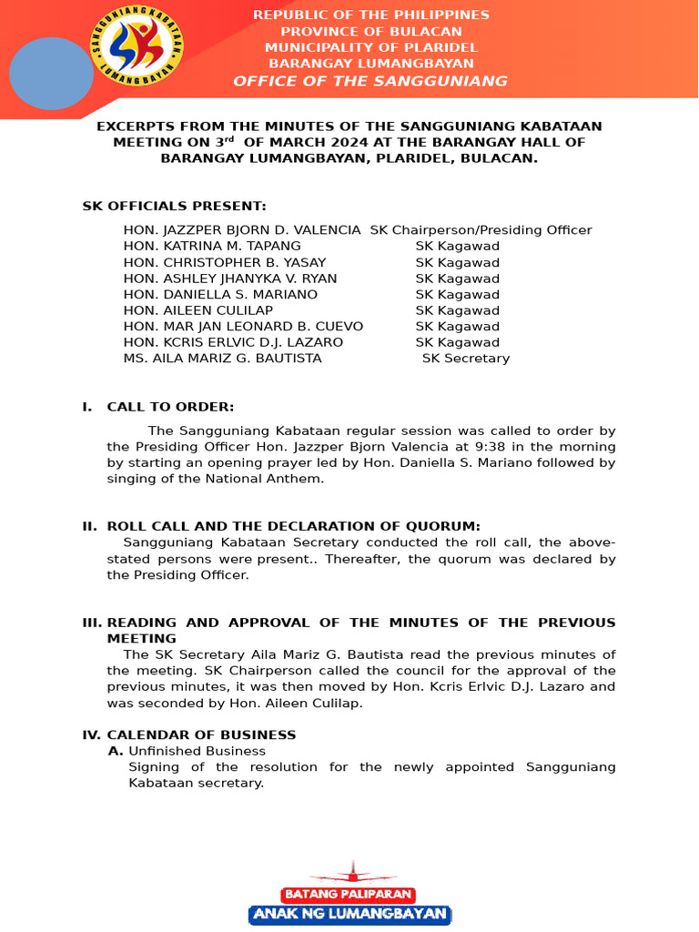 March 2024 - Minutes of The Meeting | PDF