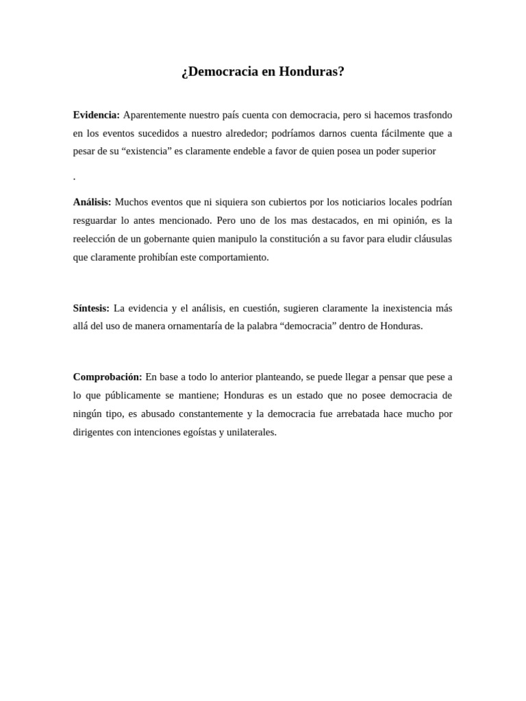 Democracia en Honduras PDF