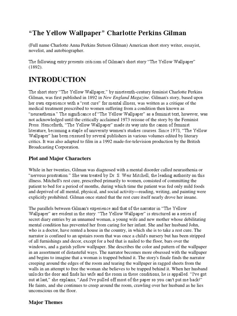 The Yellow Wallpaper PDF The Yellow Wallpaper Wellness