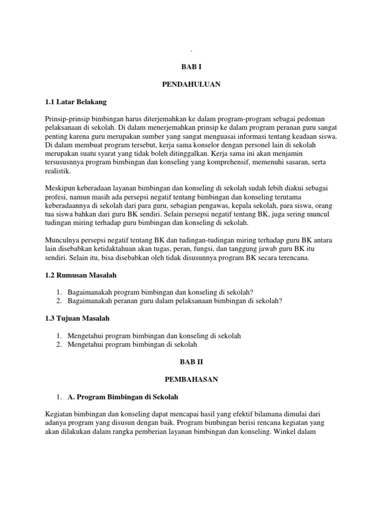 Peranan Guru Bk Disekolah