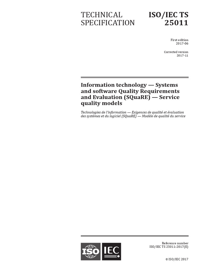Iso Iec TS 25011-2017 | PDF | Specification (Technical Standard ...
